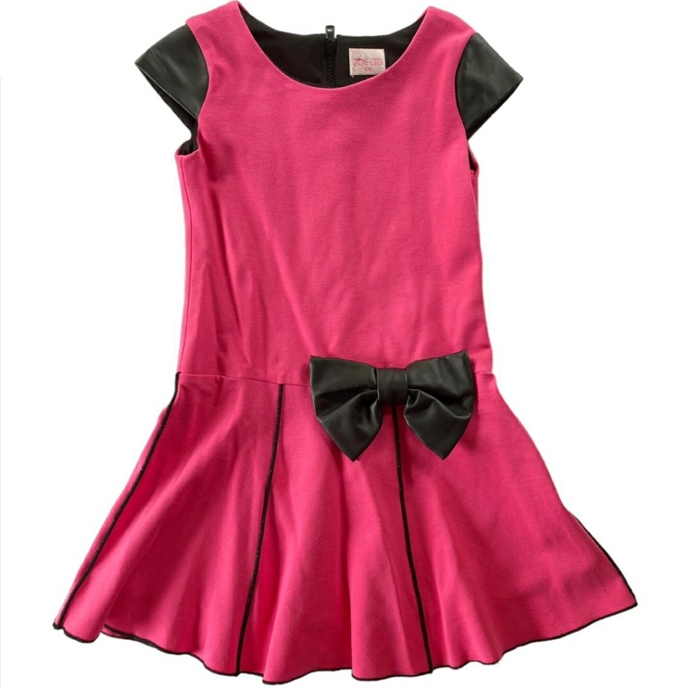 Zoe Ltd chasing fireflies pink black cap short sleeve dress 6 6X